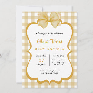 beige,golden White Watercolor  Baby Shower Invitation