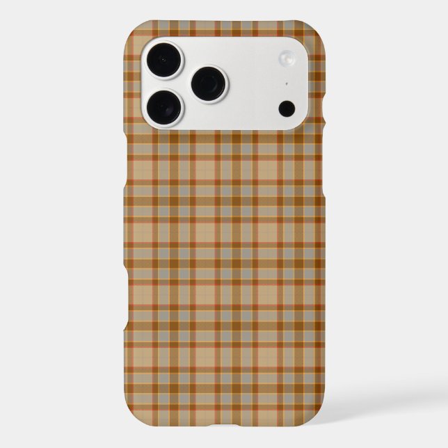 Beige Gray Red Brown Plaid Tartan iPhone Case (Back)
