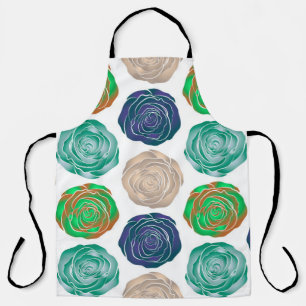 Beige, green and violet floral seamless pattern. apron
