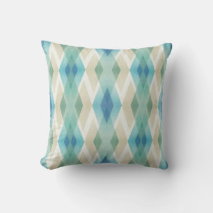 Beige Green Blue White Teal Rhombuses Pattern  Cushion