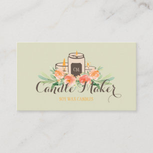 Beige Green Candle Soy Wax Homemade Craft Business Card