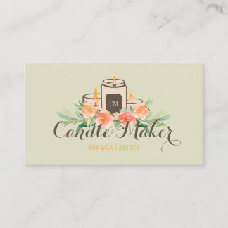 Beige Green Candle Soy Wax Homemade Craft Business Card