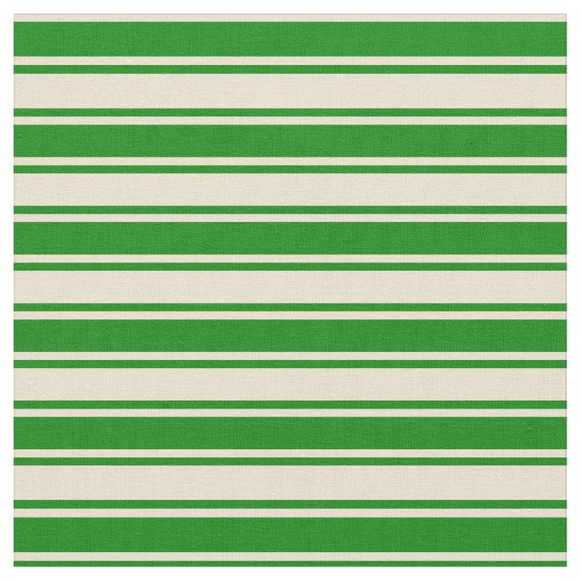 Beige & Green Coloured Stripes Pattern Fabric (Close Up)