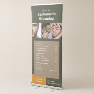 Beige & Green Elegant Price List Exhibition Retractable Banner