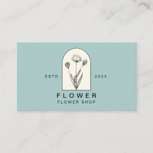 Beige Green Girly Dandelion Flower Florist Floral Business Card