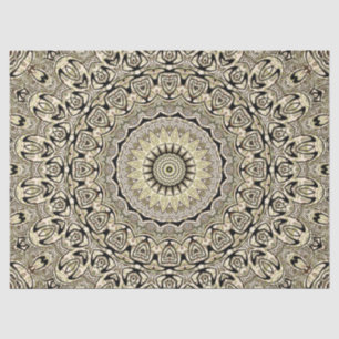 Beige & Green Mandala Kaleidoscope Medallion Tissue Paper