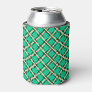 Beige green , plaid pattern can cooler