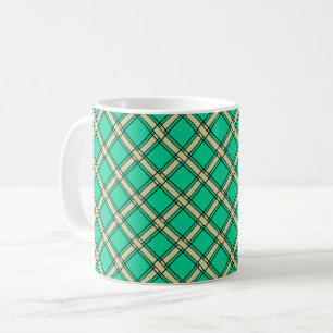 Beige green , plaid pattern  coffee mug