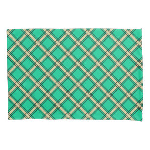 Beige green , plaid pattern pillowcase