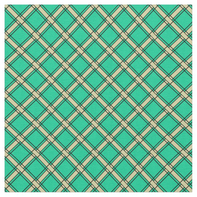 Beige green , plaid pattern , tartan  fabric (Close Up)