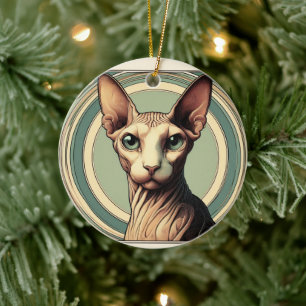 Beige & Green Sphinx Elegance Ceramic Tree Decoration