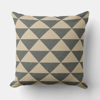 Beige green triangle pattern Throw Pillow