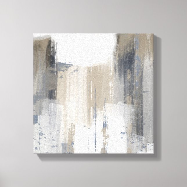 Beige Grey Blue Modern Minimalist Abstract Canvas  (Front)