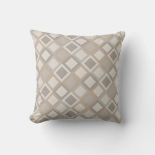 Beige & Grey Geometric Pattern Throw Pillow
