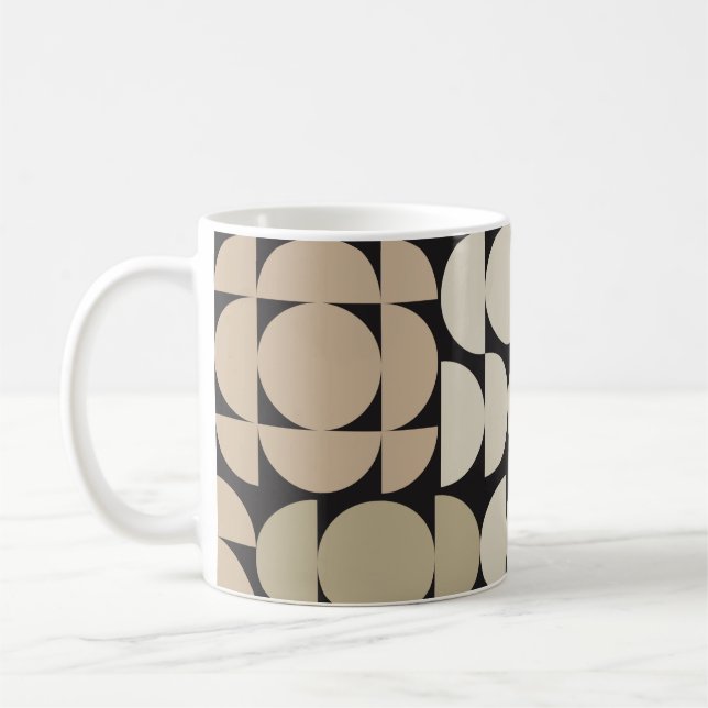 Beige Grey Mid-Century Modern Design Coffee Mug (Left)