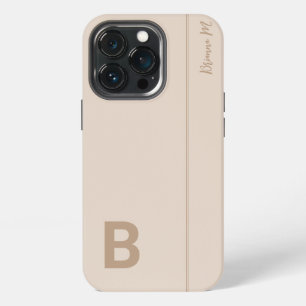 Beige & Grey Minimal Modern Initial Monogram iPhone 13 Pro Case
