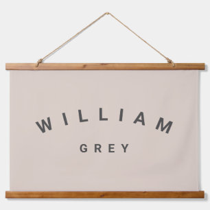 Beige/Grey Minimalist Name Nursery Decor Hanging Tapestry
