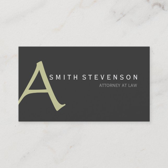 Beige Grey Monogram Attorney Business Card (Front)