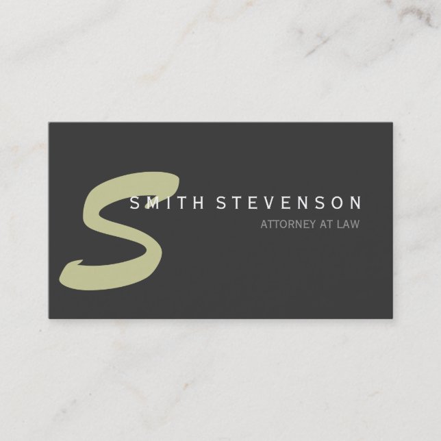 Beige Grey Monogram Attorney Business Card (Front)