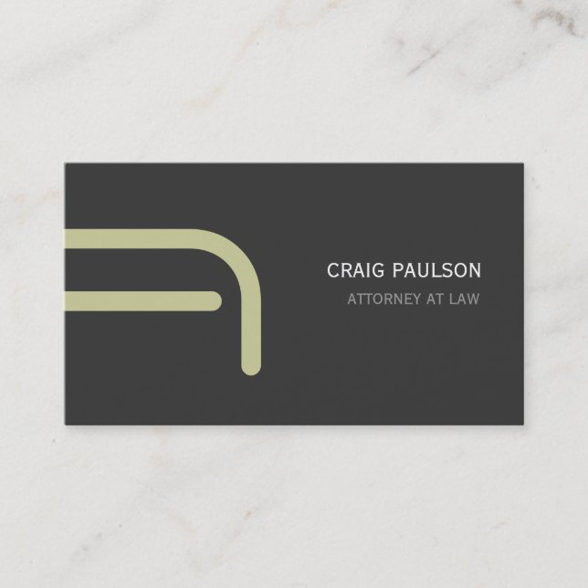 Beige Grey Monogram Attorney Business Card (Front)