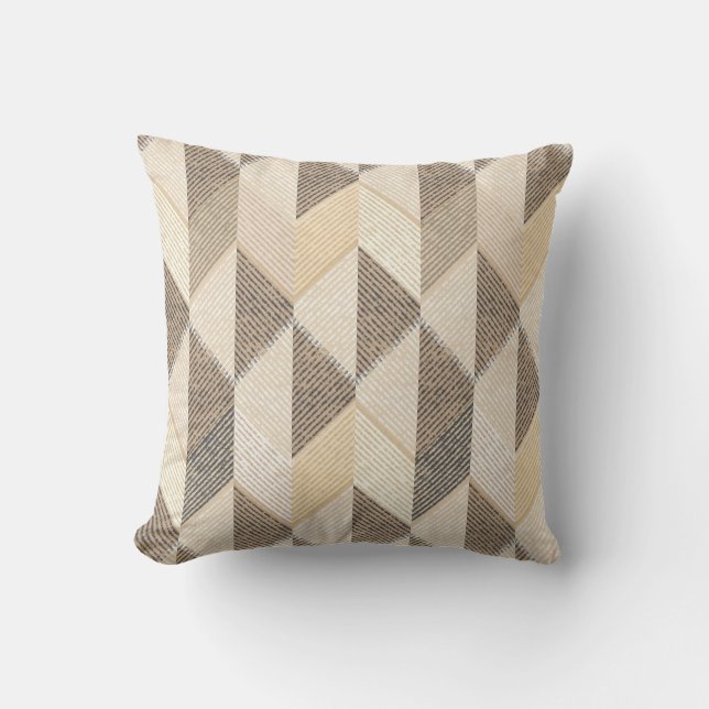 Beige, grey rhombic  textured pattern.  cushion (Front)