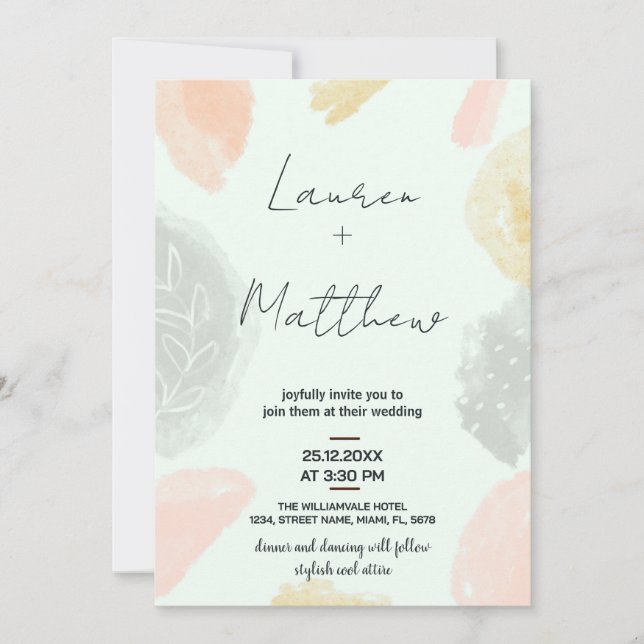 Beige Grey Wedding Invitations (Front)