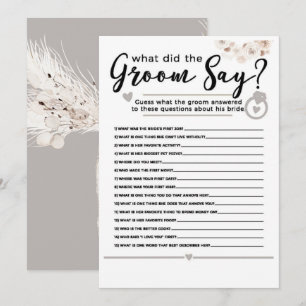 Beige Grey White Floral Pearl Bridal Shower Game Invitation
