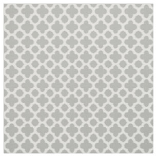 Beige Grey White Ikat Quatrefoil Pattern Fabric