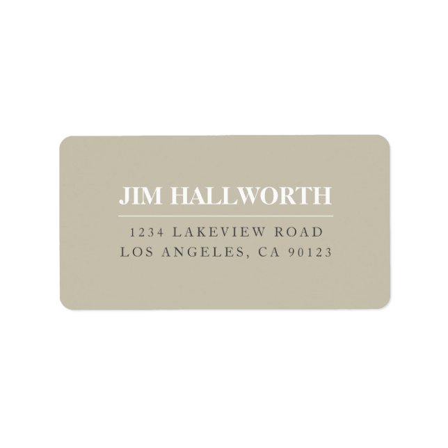 Beige Grey & White Modern Return Address Label (Front)