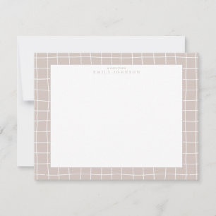 Beige Grid Frame Note Card