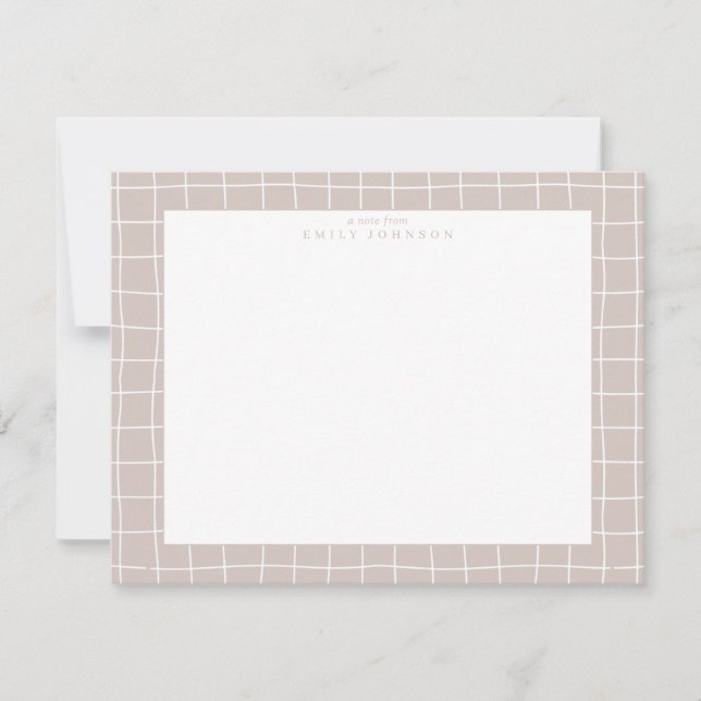 Beige Grid Frame Note Card (Front)
