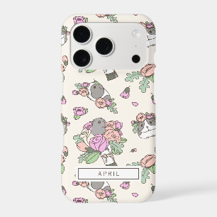 Beige Guinea Pigs with Peony Flower Pattern