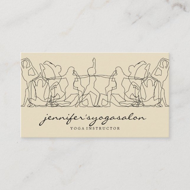 Beige gym yoga specialist business card (Front)
