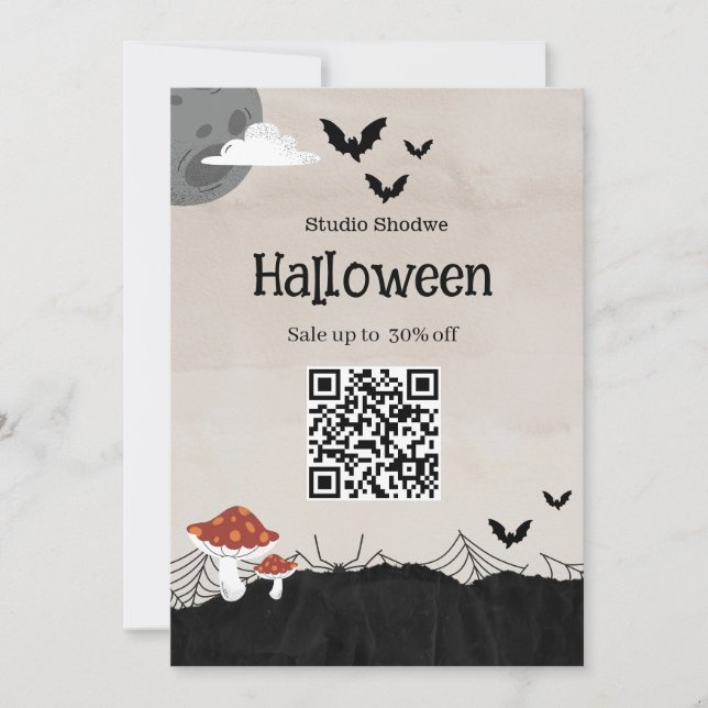 Beige Halloween Sale Marketing Invitation (Front)