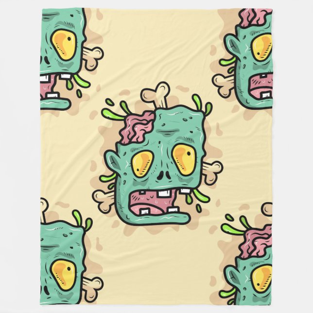 beige halloween zombie fleece blanket (Front)