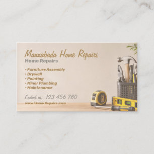 Beige Handyman Home Repair Maintenance Service Business Card