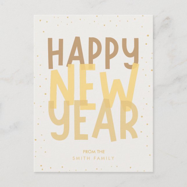 Beige Happy New Year Postcard (Front)