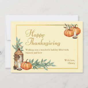 Beige Happy Thanksgiving  Holiday Card