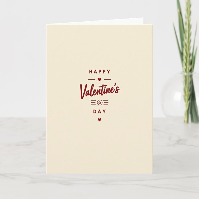 Beige Happy Valentines Day Card (Front)