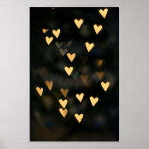 Beige hearts light poster