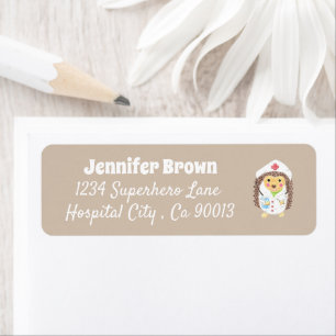 Beige hedgehog veterinarian return address labels