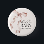 Beige Hello Baby Bow Girl Baby Shower Favours 3 Cm Round Badge<br><div class="desc">Elevate your baby shower with this Coquette Beige Bow Party Decor! This timeless design adds a touch of elegance and charm to any event, featuring a beautifully crafted bow adorned with delicate gold and beige hues. This collection is sure to impress your guests and create lasting memories and perfect for...</div>