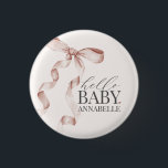 Beige Hello Baby Bow Girl Baby Shower Favours 3 Cm Round Badge<br><div class="desc">Elevate your baby shower with this Coquette Beige Bow Party Decor! This timeless design adds a touch of elegance and charm to any event, featuring a beautifully crafted bow adorned with delicate gold and beige hues. This collection is sure to impress your guests and create lasting memories and perfect for...</div>