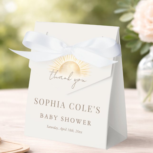Beige Here Comes The Son Baby Shower Thank You Favour Box (Creator Uploaded)