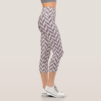 Beige Herringbone  Capri Leggings