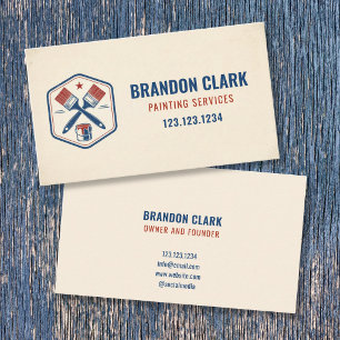 Beige Hexagon Crest Painter Emblem Painting Business Card