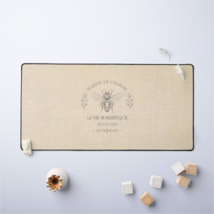 Beige Honey Bee French Country Vintage Rustic Desk Mat