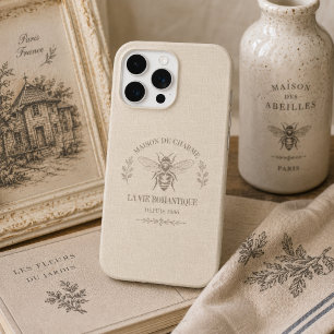 Beige Honey Bee French Country Vintage Rustic iPhone 15 Pro Case