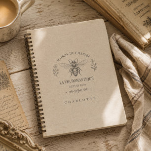 Beige Honey Bee French Country Vintage Rustic Notebook