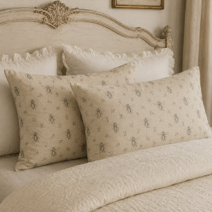 Beige Honey Bee French Country Vintage Rustic Pillowcase